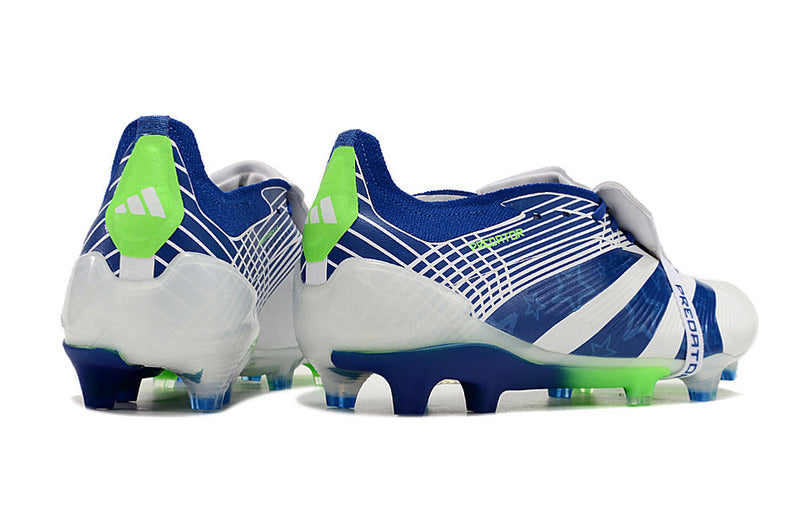 Chuteira Adidas Predator Elite Tongue FG - Branca e Azul