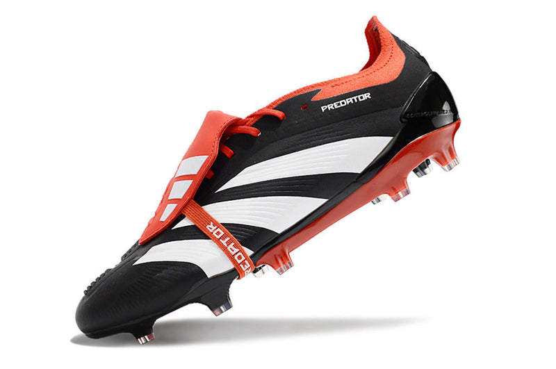 Chuteira Adidas Predator Elite Tongue FG - Preta, Branca e Laranja