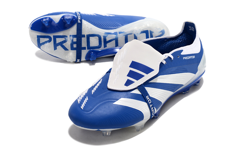 Chuteira Adidas Predator Elite Tongue FG - Azul e Branca