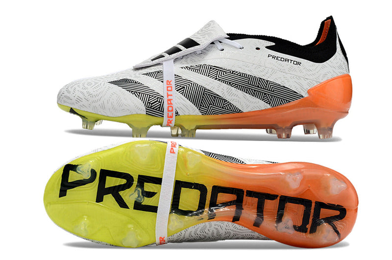 Chuteira Adidas Predator Elite Tongue FG - Branca e Laranja