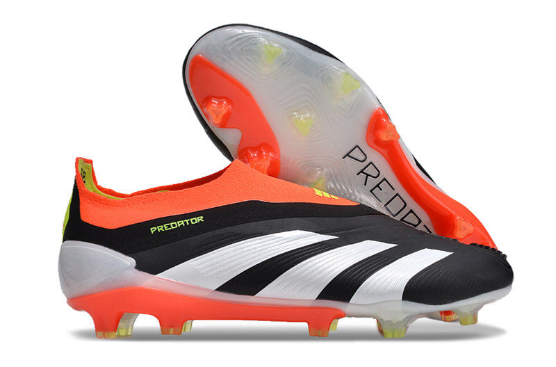 Chuteira Adidas Predator Elite Laceless FG - Preta, Branca e Laranja