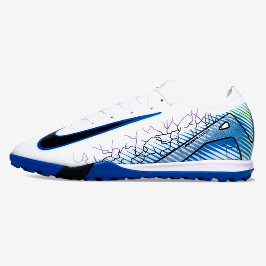 Chuteira Society Nike Air Zoom Mercurial Vapor 16 Elite TF - Branca, Azul e Preta
