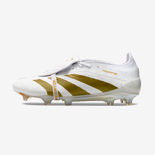 Chuteira Adidas Predator Elite Tongue FG - Branca e Dourada