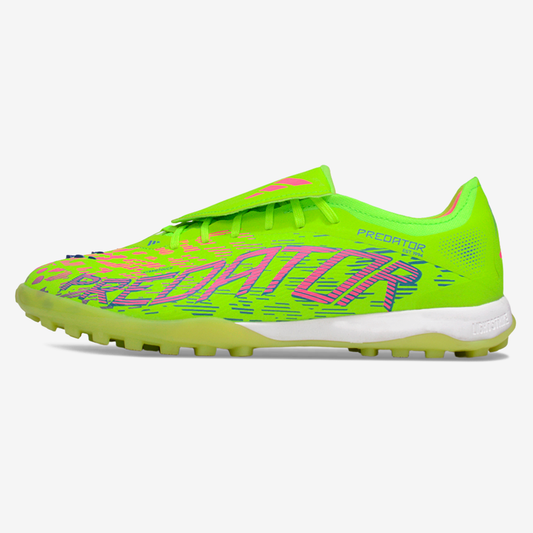 Chuteira Society Adidas Predator Elite Fold-Over Tongue TF - Verde, Rosa e Roxa