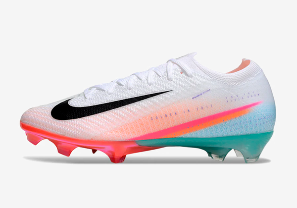 Chuteira Nike AIR Zoom Mercurial Vapor 16 Edição Especial Elite FG - Branca, Azul, Laranja e Rosa