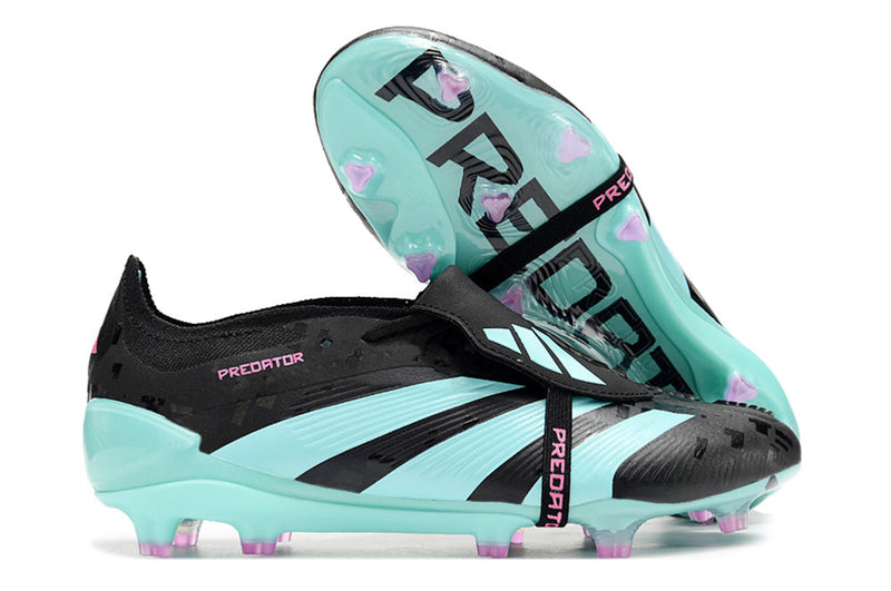 Chuteira Adidas Predator Elite Tongue FG - Preta e Ciano