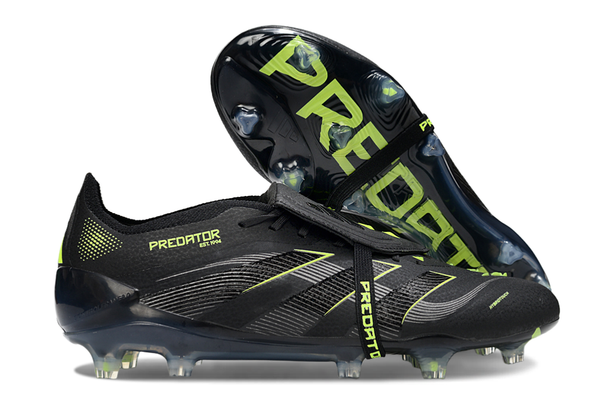 Chuteira Adidas Predator Elite Fold-Over Tongue FG - Preta, Cinza e Verde - Eletric Stealth Pack