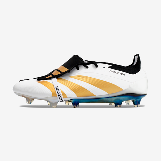 Chuteira Adidas Predator Elite Tongue FG - Branca e Dourada