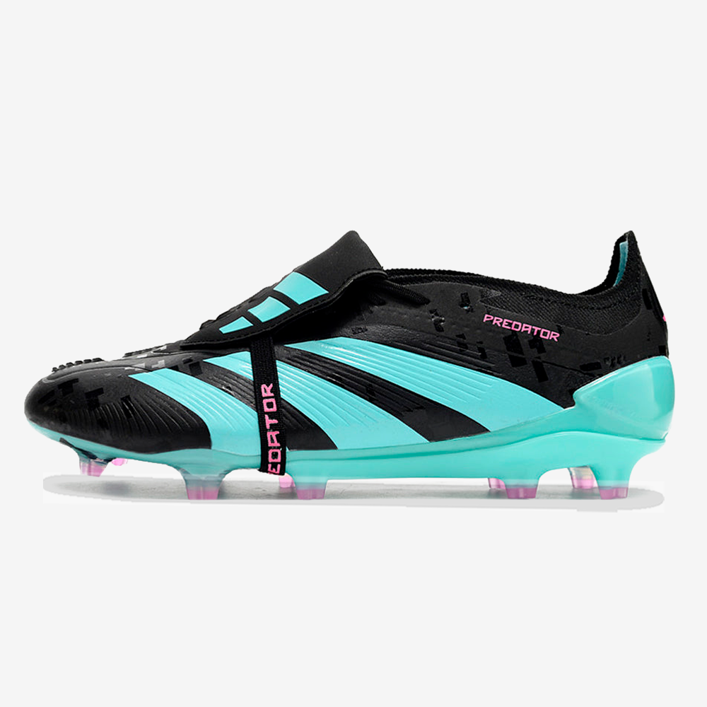 Chuteira Adidas Predator Elite Tongue FG - Preta e Ciano