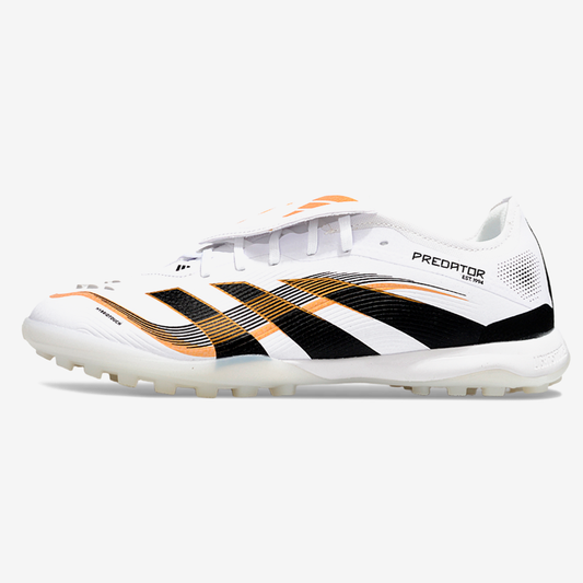 Chuteira Society Adidas Predator Elite Fold-Over Tongue TF - Branca, Preta e Dourada