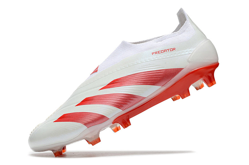 Chuteira Adidas Predator Elite Laceless FG - Branca e Vermelha