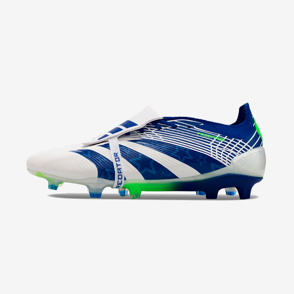 Chuteira Adidas Predator Elite Tongue FG - Branca e Azul