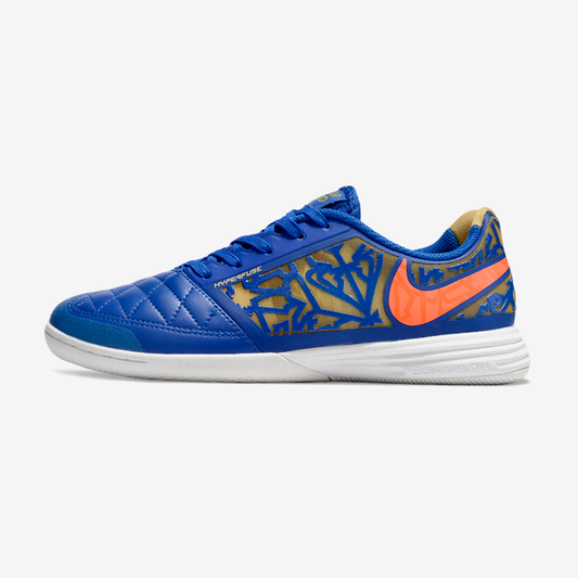 Tênis Futsal Nike Lunar Gato IC - Azul, laranja e Dourada