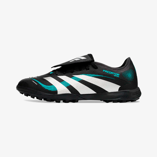 Chuteira Society Adidas Predator Elite Fold-Over Tongue TF - Preta, Prata e Azul