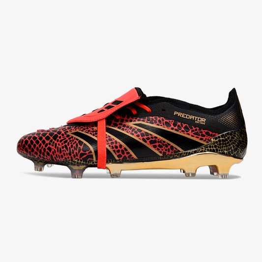 Chuteira Adidas Predator Elite Fold-Over Tongue FG - Preta, Dourada e Vermelha