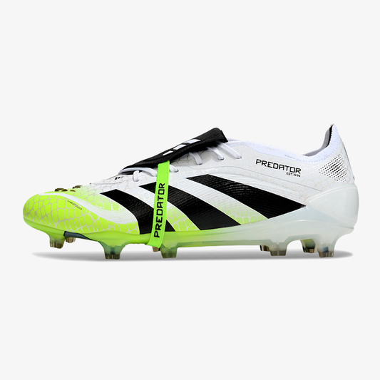 Chuteira Adidas Predator Elite Fold-Over Tongue FG - Branca, Verde e Preta - Radiant Blaze Pack