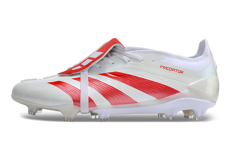 Chuteira Adidas Predator Elite Tongue FG - Branca e Vermelha