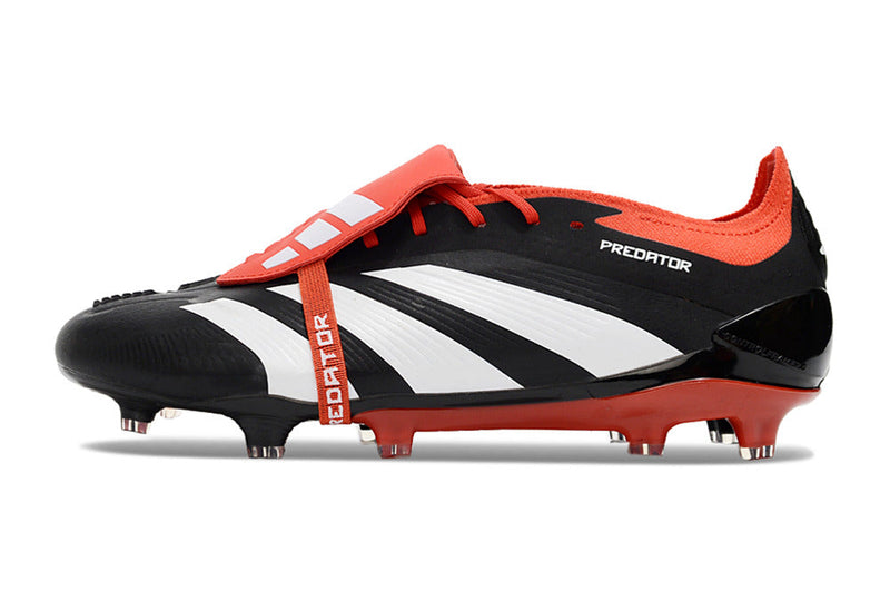 Chuteira Adidas Predator Elite Tongue FG - Preta, Branca e Laranja