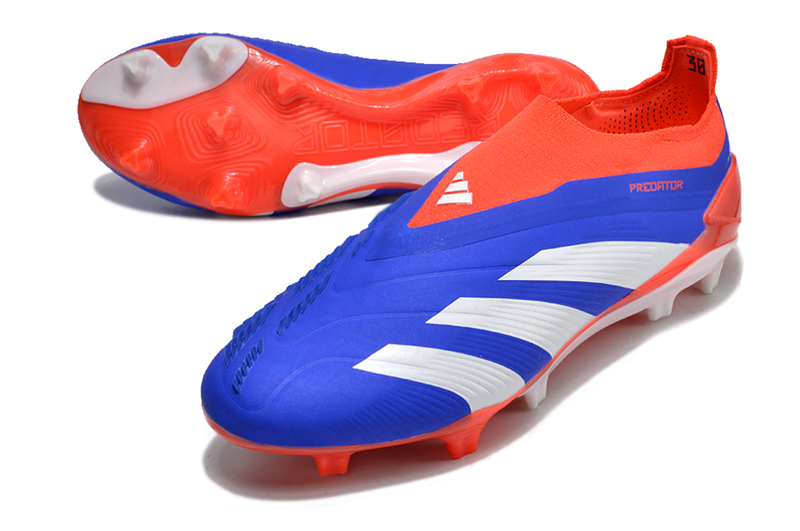 Chuteira Adidas Predator Elite Laceless FG - Azul, Branca e Laranja