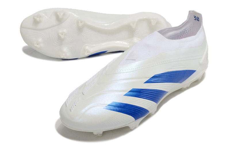 Chuteira Adidas Predator Elite Laceless FG - Branca e Azul