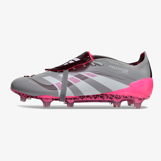 Chuteira Adidas Predator Elite Fold-Over Tongue FG - Cinza, Rosa e Branca