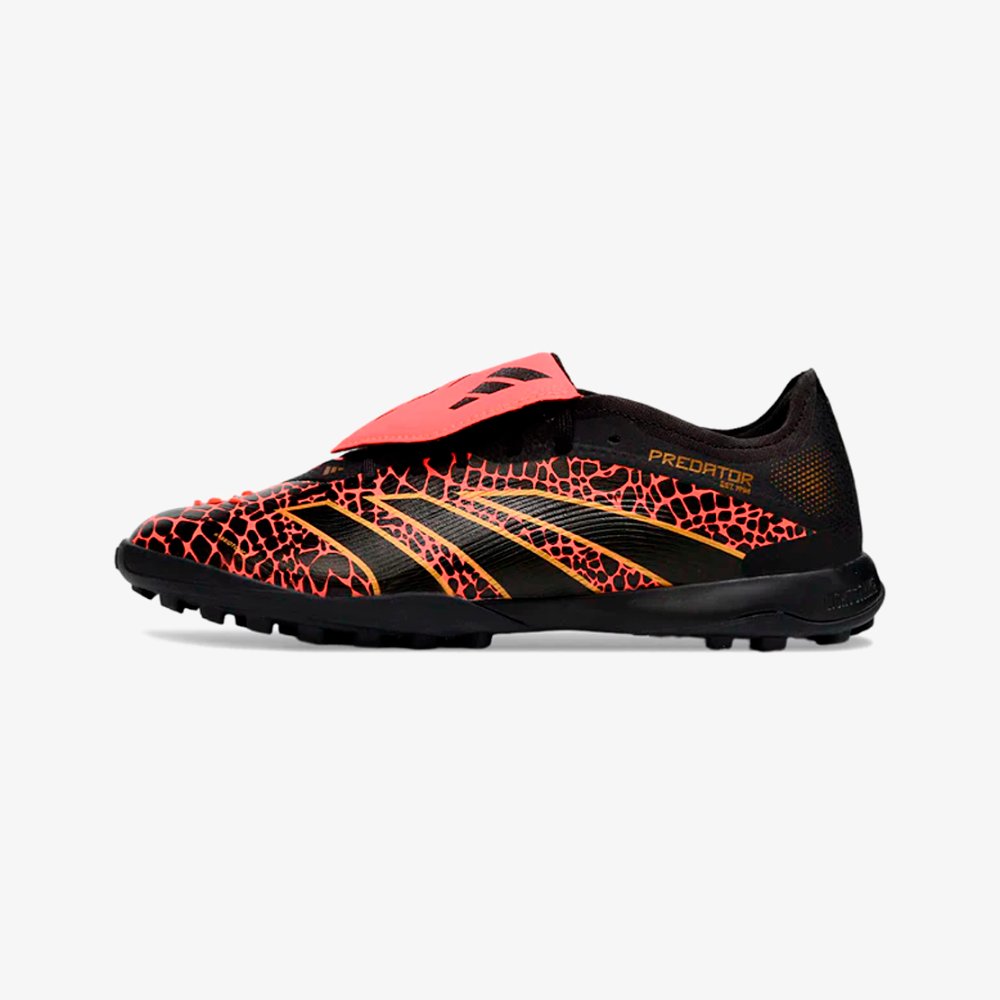 Chuteira Society Adidas Predator Elite Fold-Over Tongue TF - Preta, Laranja e Dourada