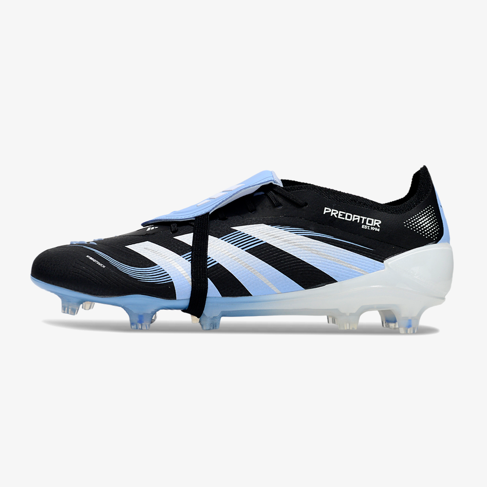 Chuteira Adidas Predator Elite Fold-Over Tongue FG - Preta, Azul e Branca - vista frontal