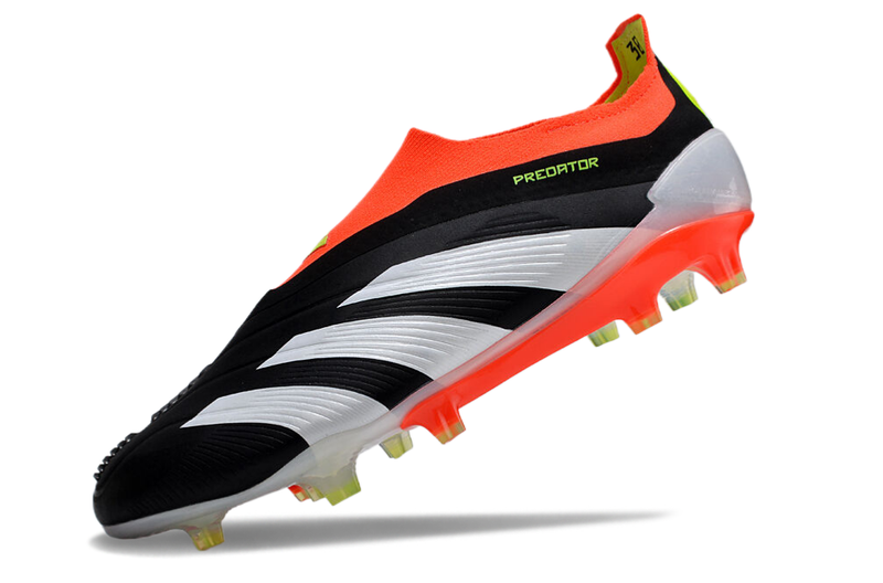 Chuteira Adidas Predator Elite Laceless FG - Preta, Branca e Laranja