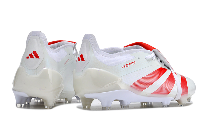 Chuteira Adidas Predator Elite Tongue FG - Branca e Vermelha