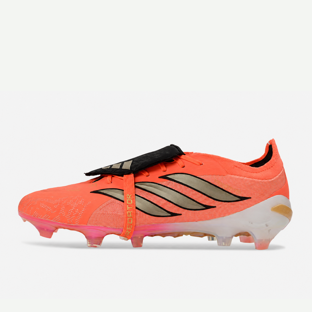 Chuteira Adidas Predator Elite FT 26 FG Copa do Mundo - Road to Glory Pack - Bege e Dourada