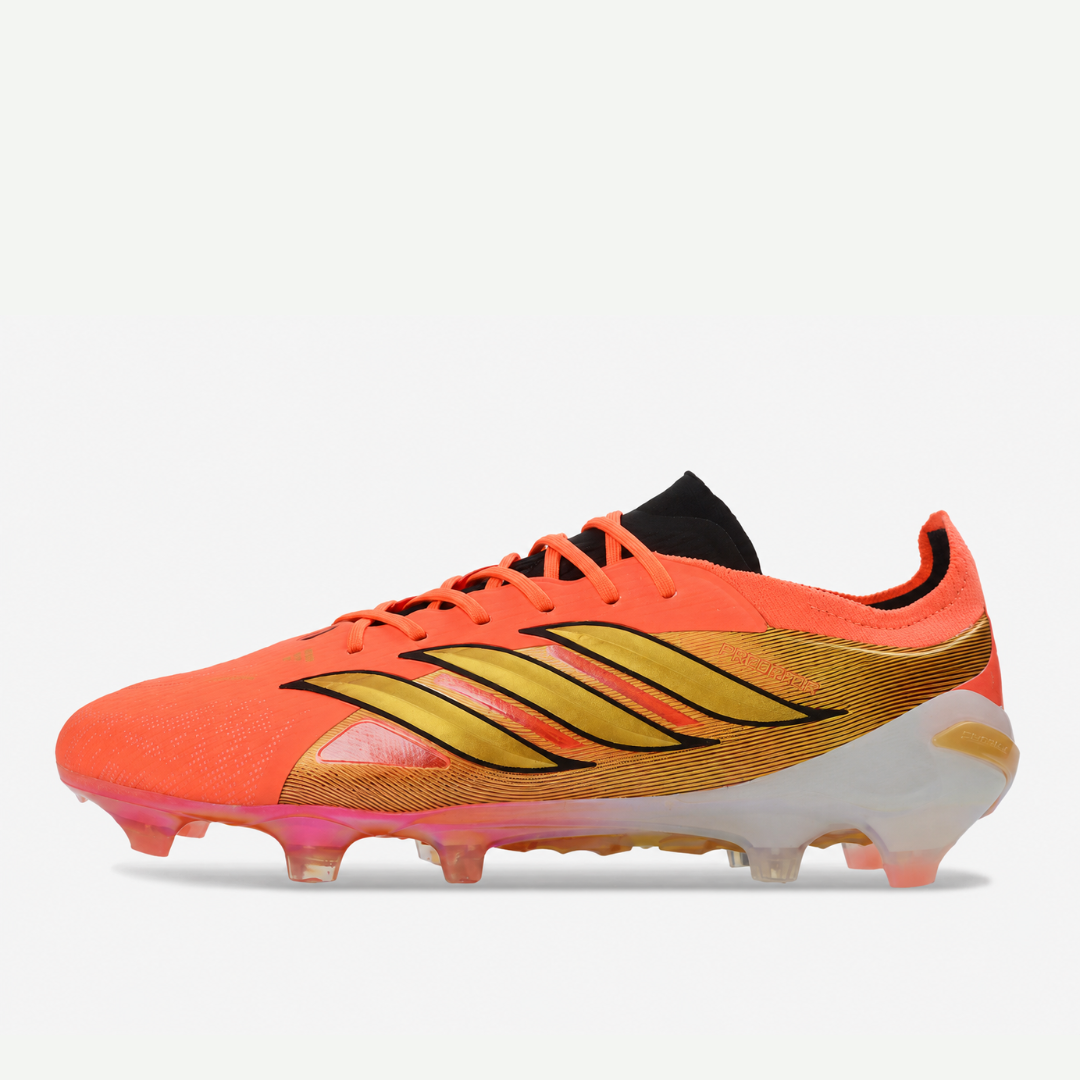 Chuteira Adidas Predator Elite 26 FG Copa do Mundo - Road to Glory Pack - Bege e Dourada