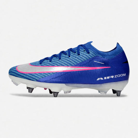 Chuteira Nike Air Zoom Mercurial Vapor 16 Elite SG - Azul, Branca e Rosa - Attack Pack