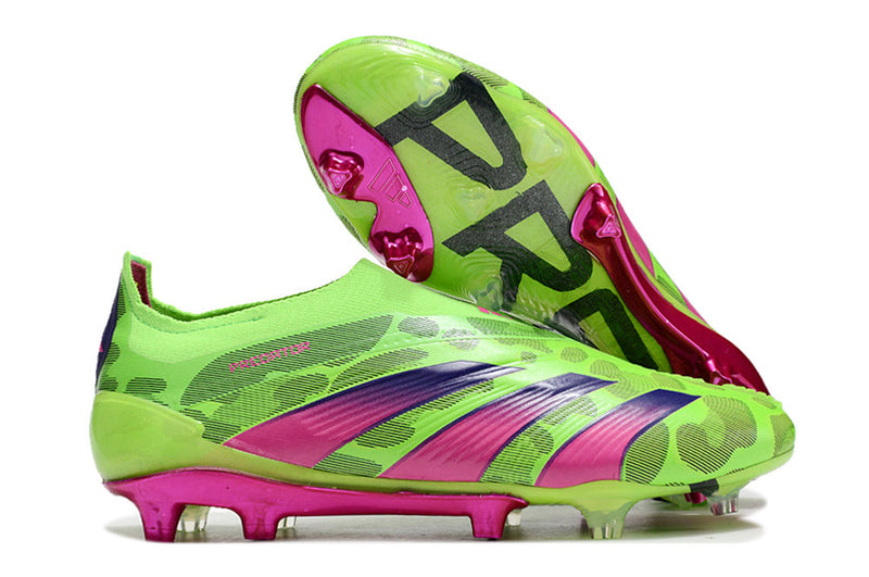 Chuteira Adidas Predator Elite Laceless FG - Verde e Rosa