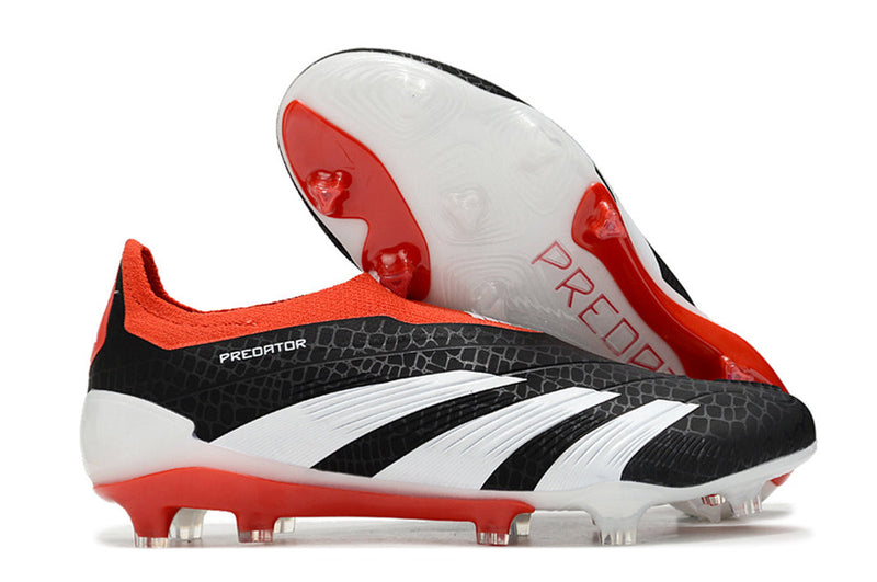 Chuteira Adidas Predator Elite Laceless FG - Preta, Branca e Vermelha