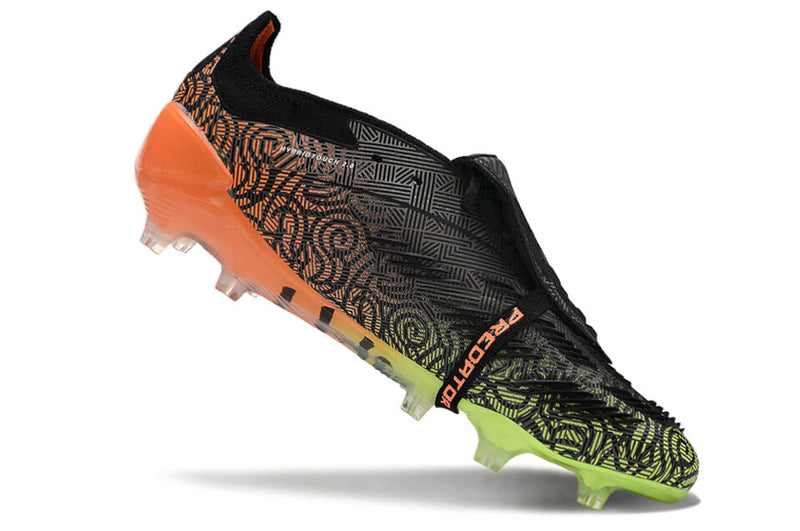 Chuteira Adidas Predator Elite Tongue FG - Branca, Laranja e Verde