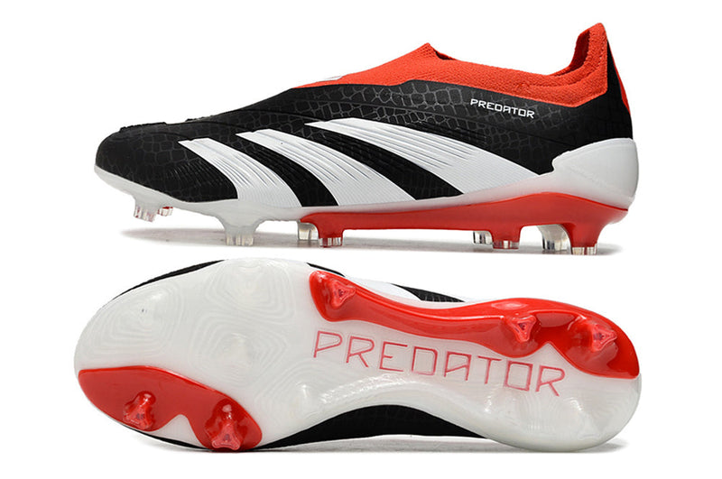 Chuteira Adidas Predator Elite Laceless FG - Preta, Branca e Vermelha