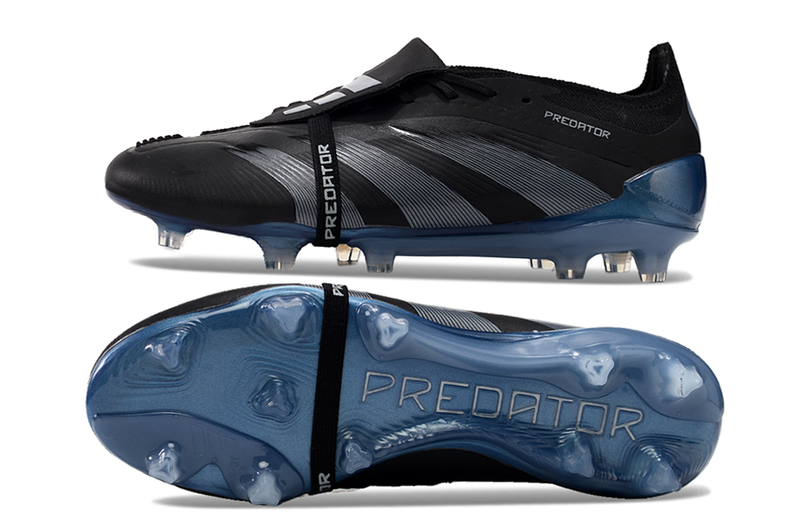 Chuteira Adidas Predator Elite Tongue FG - Preta e Azul