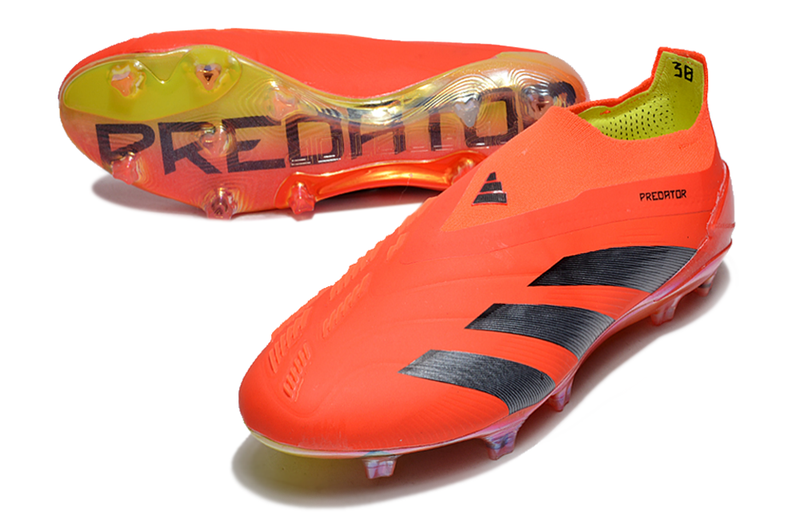 Chuteira Adidas Predator Elite Laceless FG - Laranja e Cinza