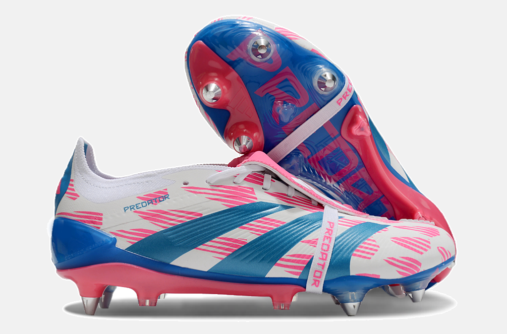 Adidas Predator Elite Fold-Over Tongue SG - Branca, Azul e Rosa