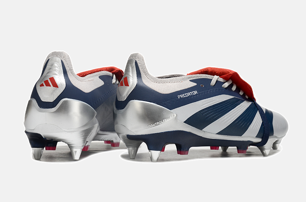 Adidas Predator Elite Fold-Over Tongue SG - Prata, Azul e Vermelha