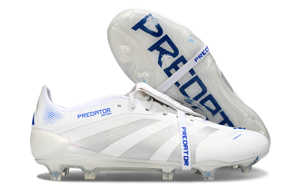 Chuteira Adidas Predator Elite Fold-Over Tongue FG - Branca, Azul e Prata