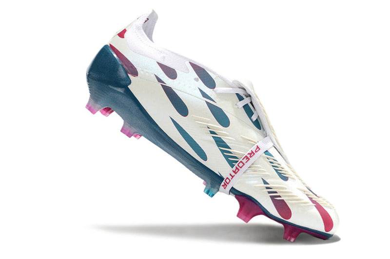 Chuteira Adidas Predator Elite Tongue FG - Branca, Rosa e Azul