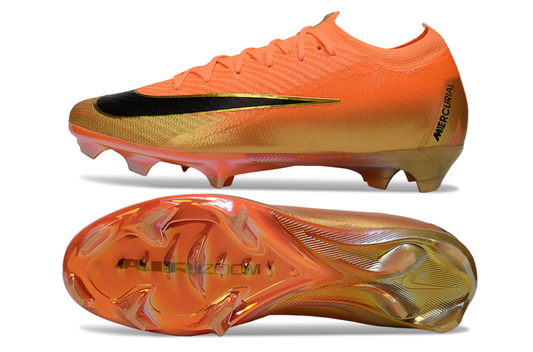 Chuteira Nike Air Zoom Mercurial Vapor 16 Déja Vu Elite FG - Laranja e Dourada