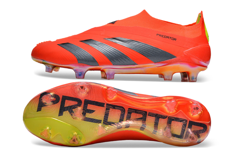 Chuteira Adidas Predator Elite Laceless FG - Laranja e Cinza