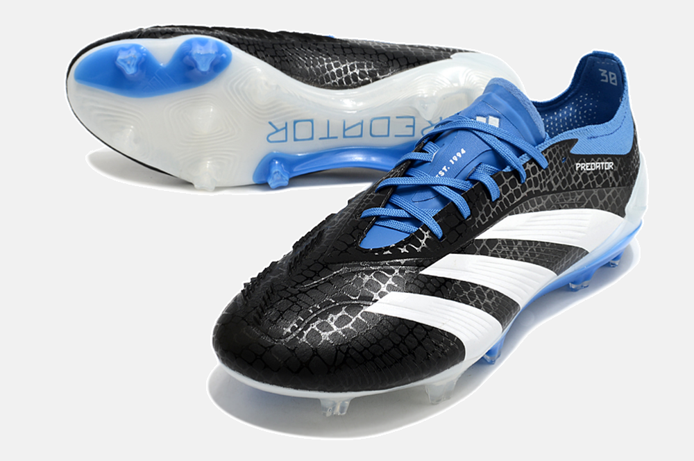 Chuteira Adidas Predator Elite FG - Branca, Preta e Azul