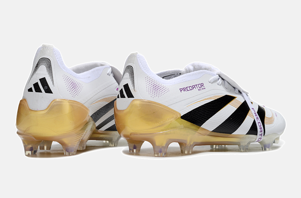 Chuteira Adidas Predator Elite Fold-Over Tongue FG - Branca, Dourada e Preta