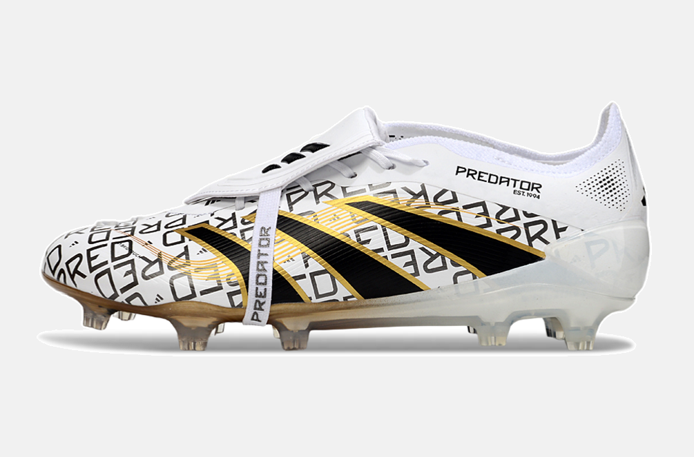 Chuteira Adidas Predator Elite Fold-Over Tongue FG - Branca, Dourada e Vermelha - imagem 4