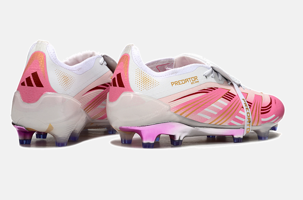 Chuteira Adidas Predator Elite Fold-Over Tongue FG - Branca, Rosa e Roxa