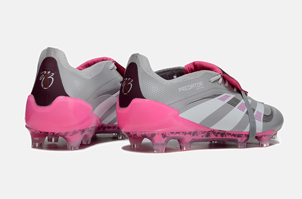 Chuteira Adidas Predator Elite Fold-Over Tongue FG - Cinza, Rosa e Branca