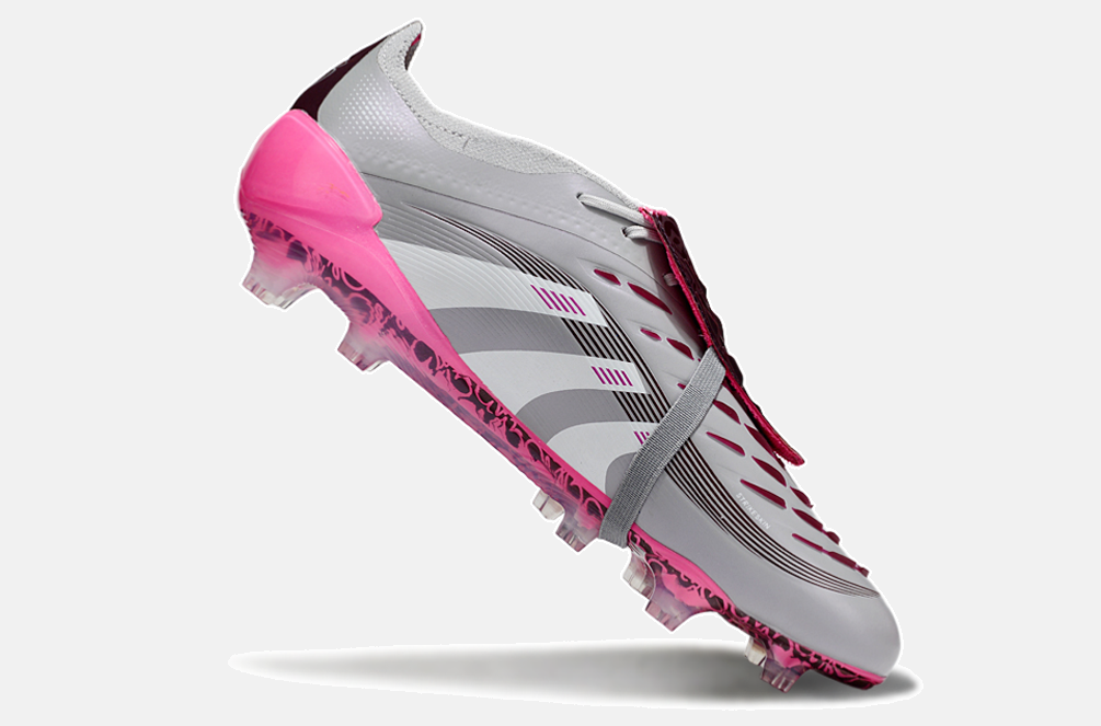 Chuteira Adidas Predator Elite Fold-Over Tongue FG - Cinza, Rosa e Branca